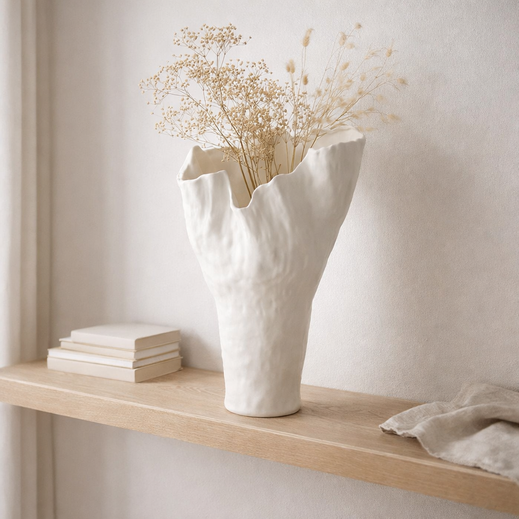 J -line Vase Corolla Smal - Céramique - Blanc - 55 cm de haut en situation