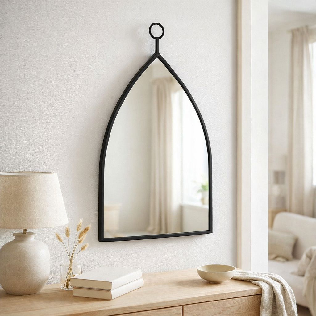 J -line Spiegel Drop - Verre - Black - Grand - 45 x 74,5 cm en situation