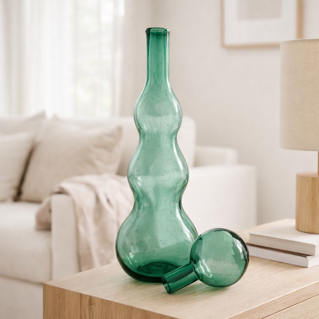 J-Line décoration Bouteille + Bouchon Carol - verre - vert - grand en situation