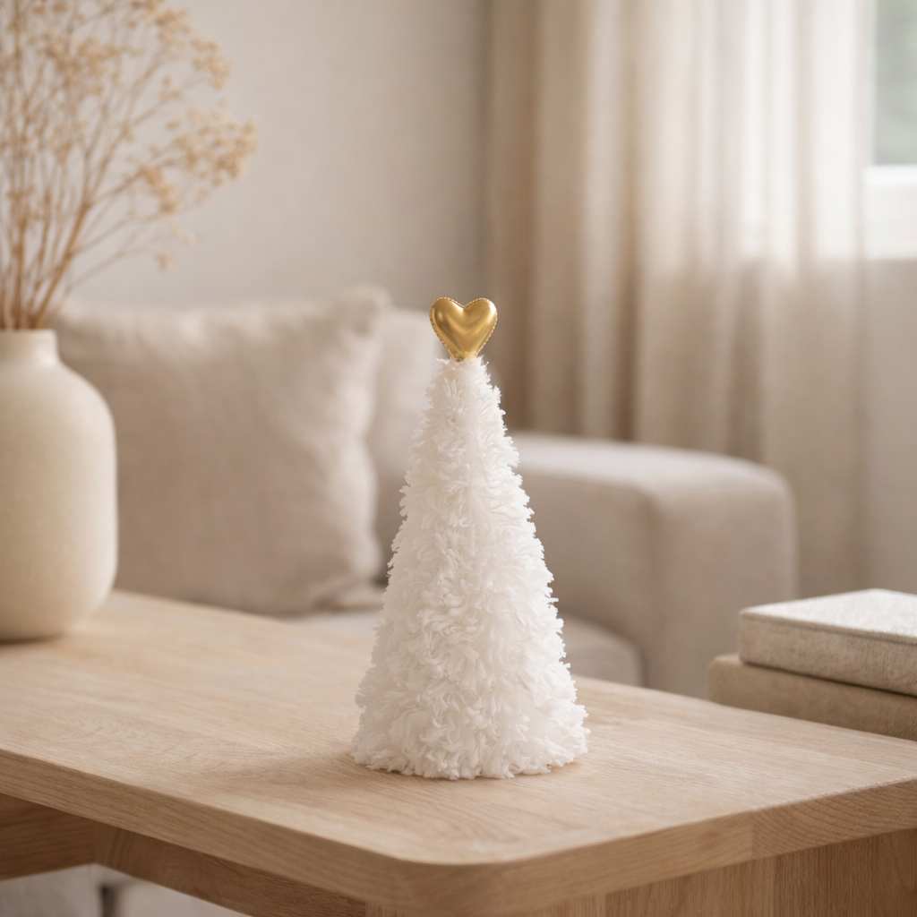 J-line arbre de Noël Golden Heart Polyester blanc / or Extra Small en situation