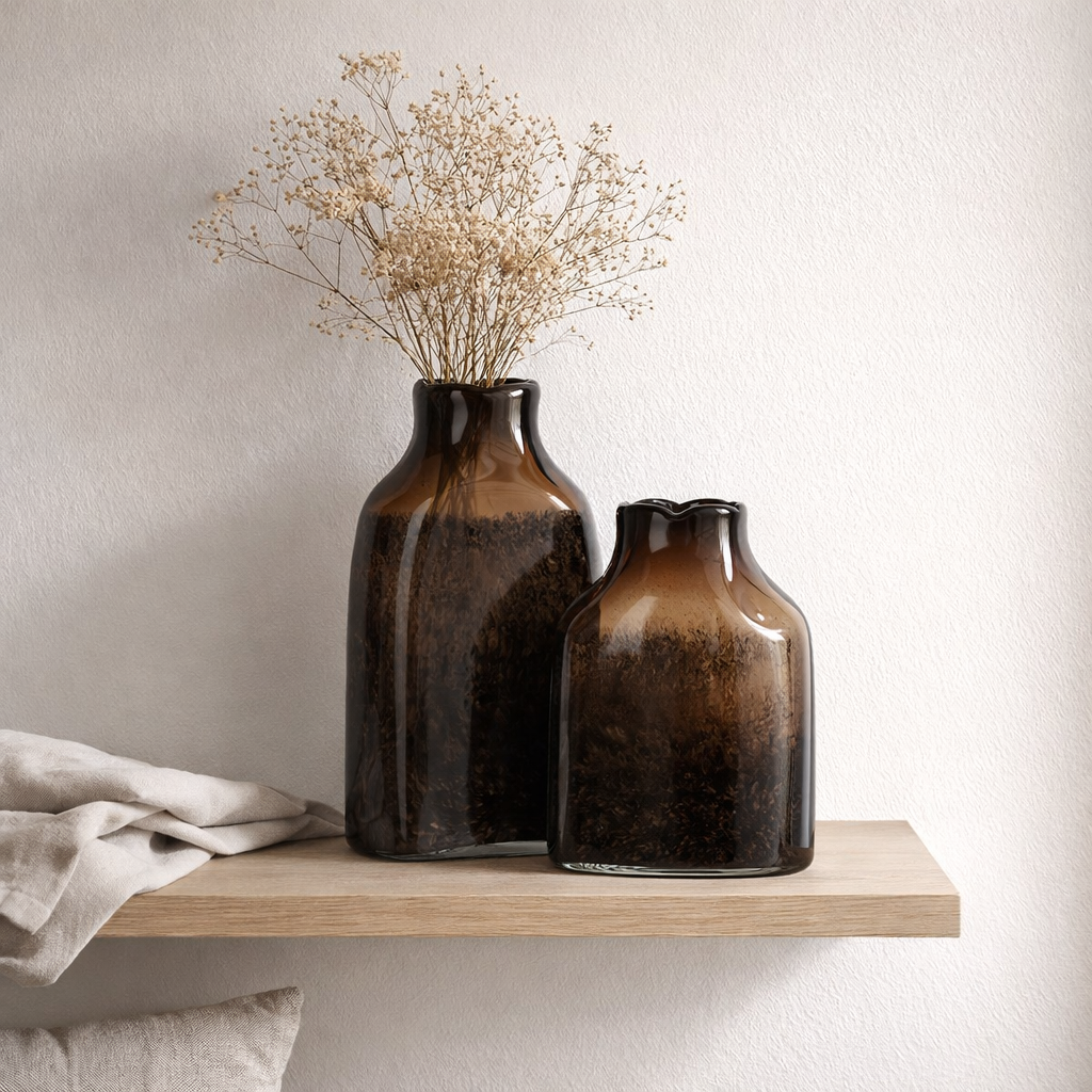 Vase J-Line Rectangle - verre - marron foncé - grand en situation