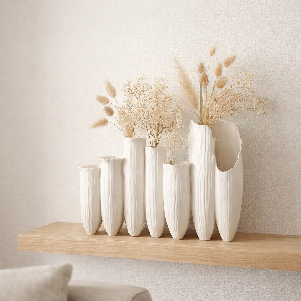 Vase J-Line Soliflore Helix Cylindre - céramique - blanc en situation