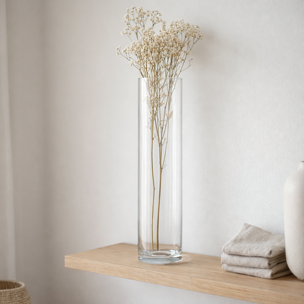 J-Cylindre de vase en ligne - Verre - Transparent - Grand - 60,5 cm de haut en situation