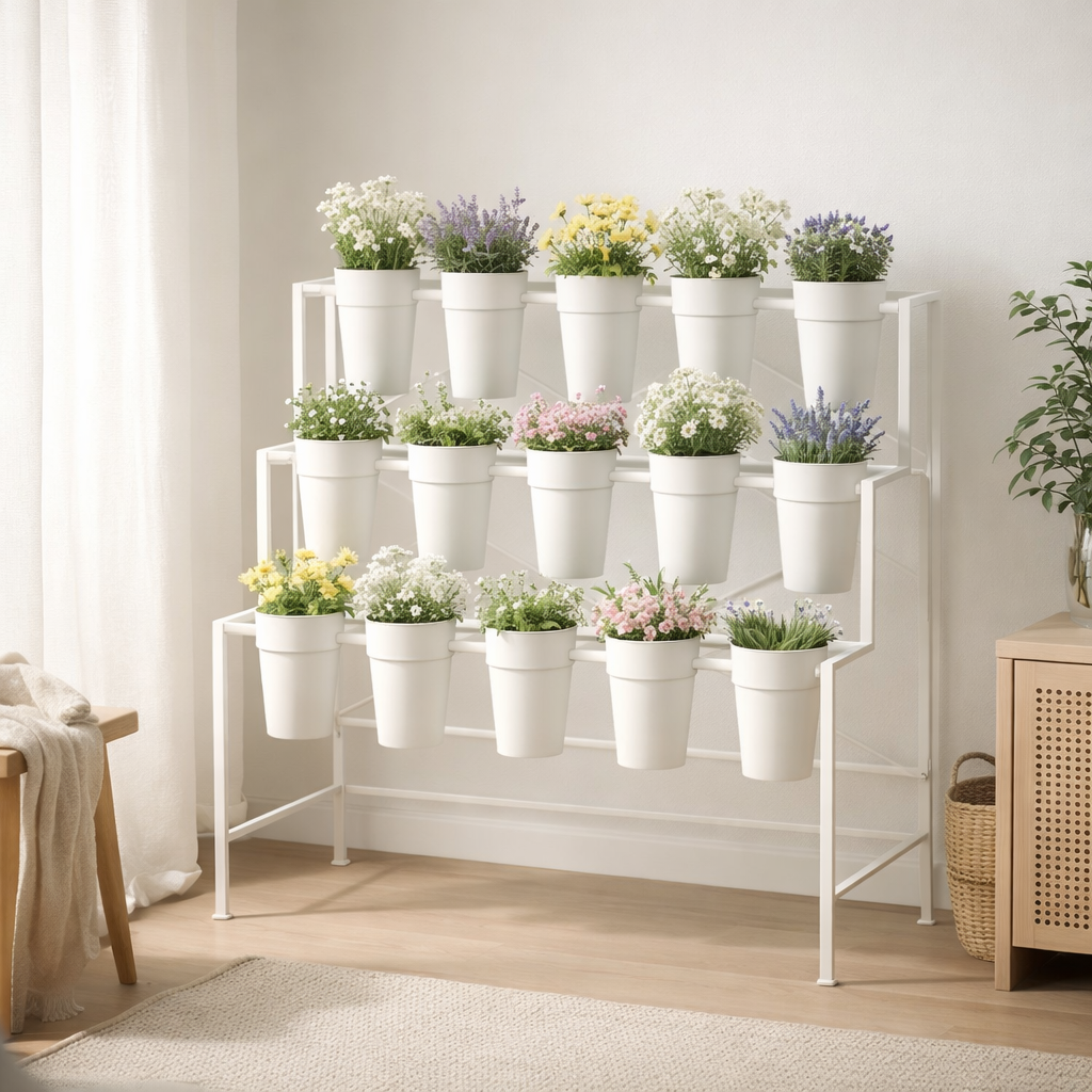 Jardinière J-Line - métal - blanc - grand - Ø 46,50 cm en situation
