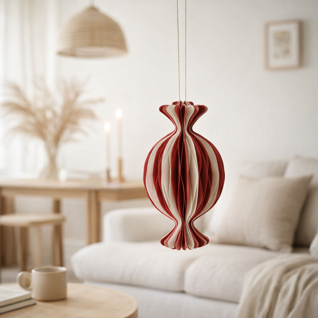 Suspension J-Line Candy Pliable - papier - blanc/rouge - grand en situation