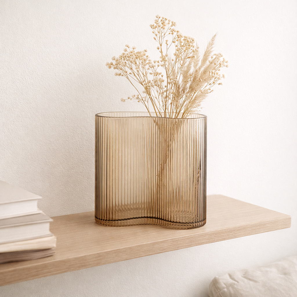 Vase J-Line Rayé - verre - marron - L en situation
