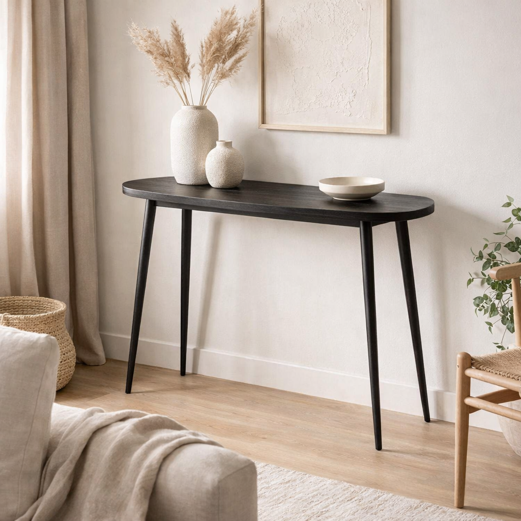 Console J-Line Ovale - bois - noir en situation