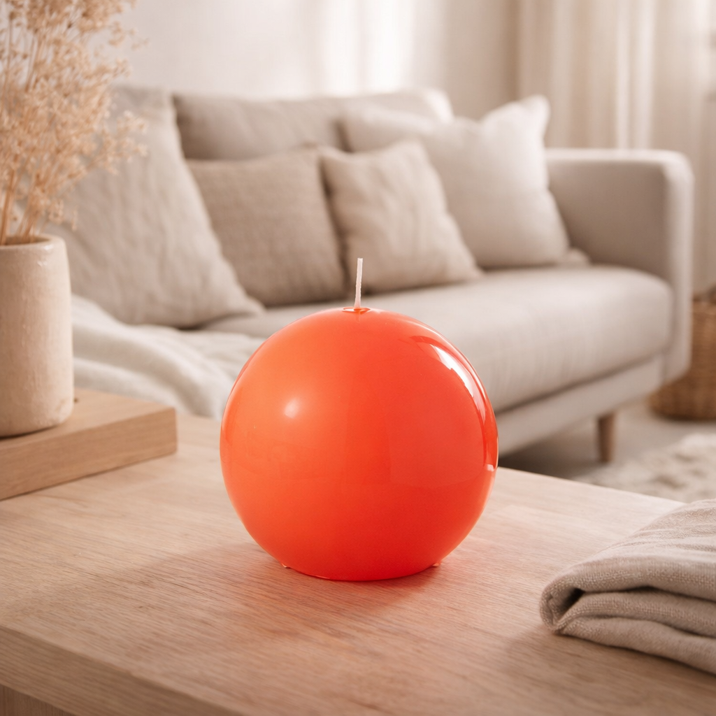 J-Line Bougie Boule Cire Fluo Rouge - 30 Heures en situation