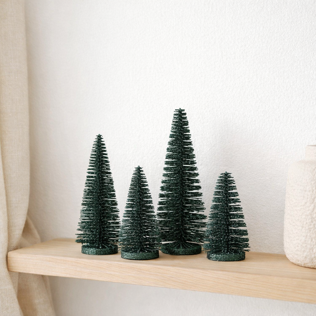 J -Liline Decoration Tree de Noël Glitter - Plastic - Green - Boîte de 4 en situation
