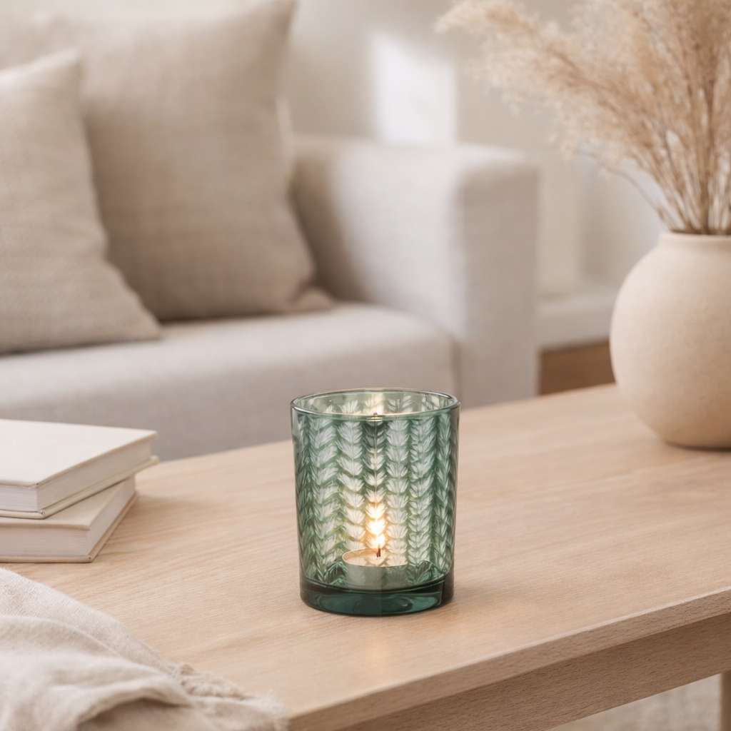 Lanterne J-Line Herringbone - verre - vert/argent - petit en situation