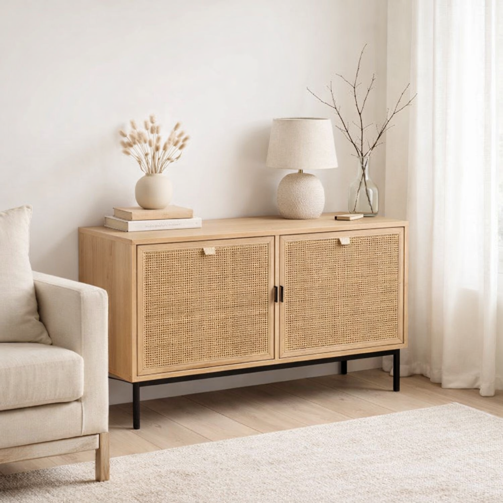 J -Liline Cabinet Square - Wood / Metal - Natural / Black - Grand en situation