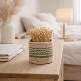 Panier J-Line Rond + Bande - jute - naturel/vert - XS/S en situation