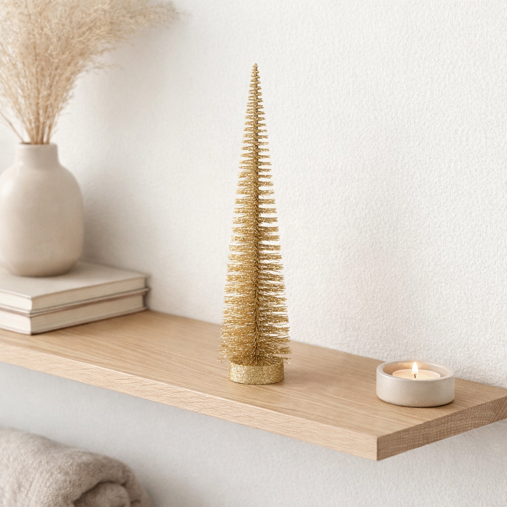 J -Liline Decoration Trele de Noël Glitter - Plastic - Gold Light - Medium en situation