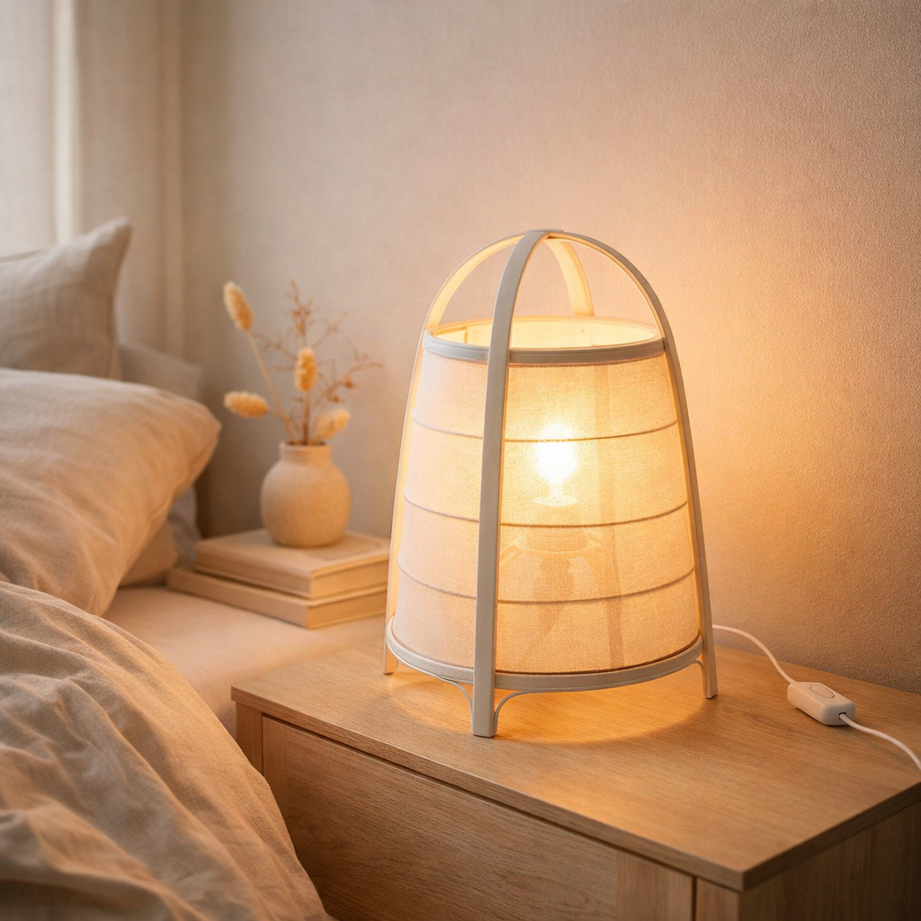 La lampe J -line Rya - Coton / bambou - blanc - petit en situation