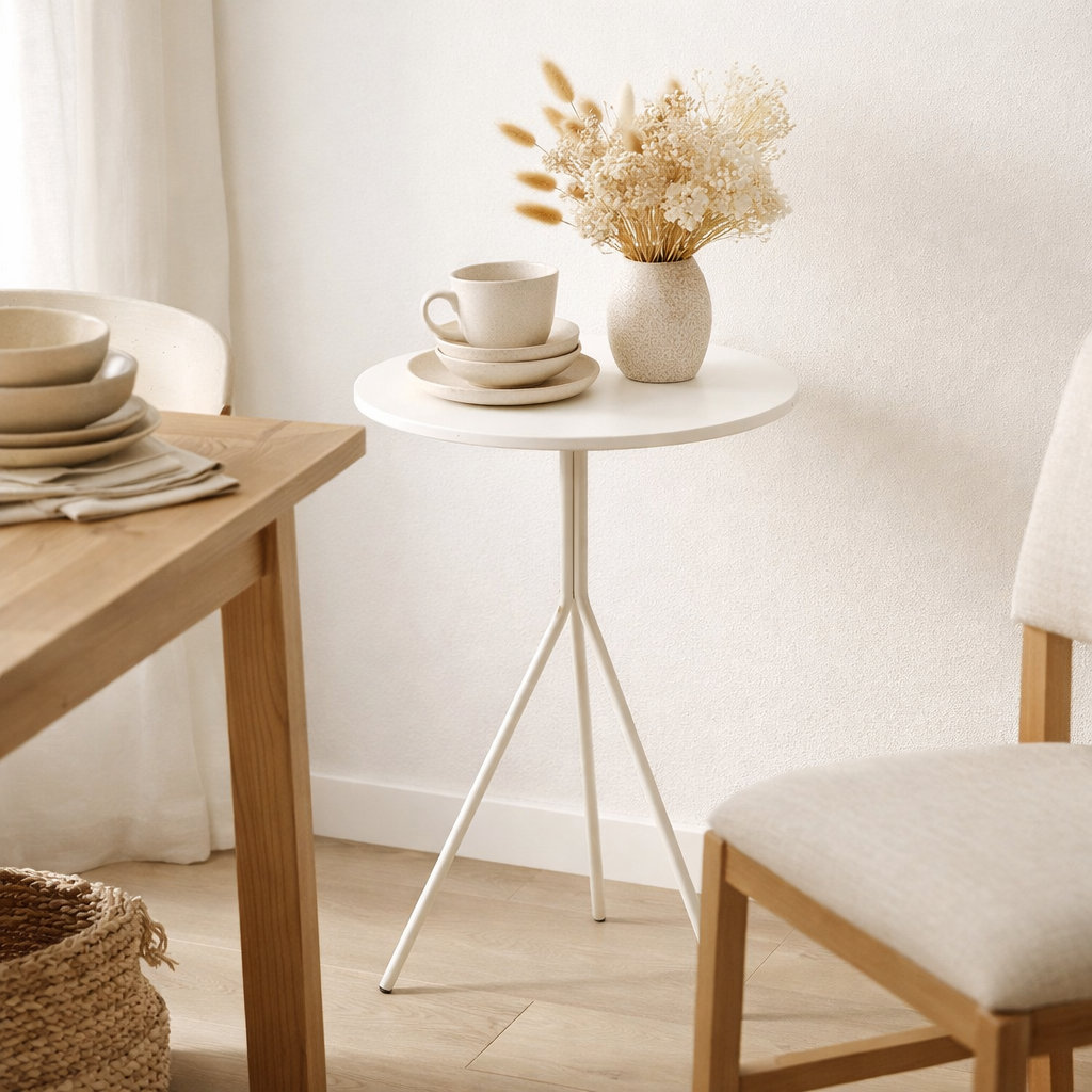 Table basse J-Line Ronde - métal - blanc en situation