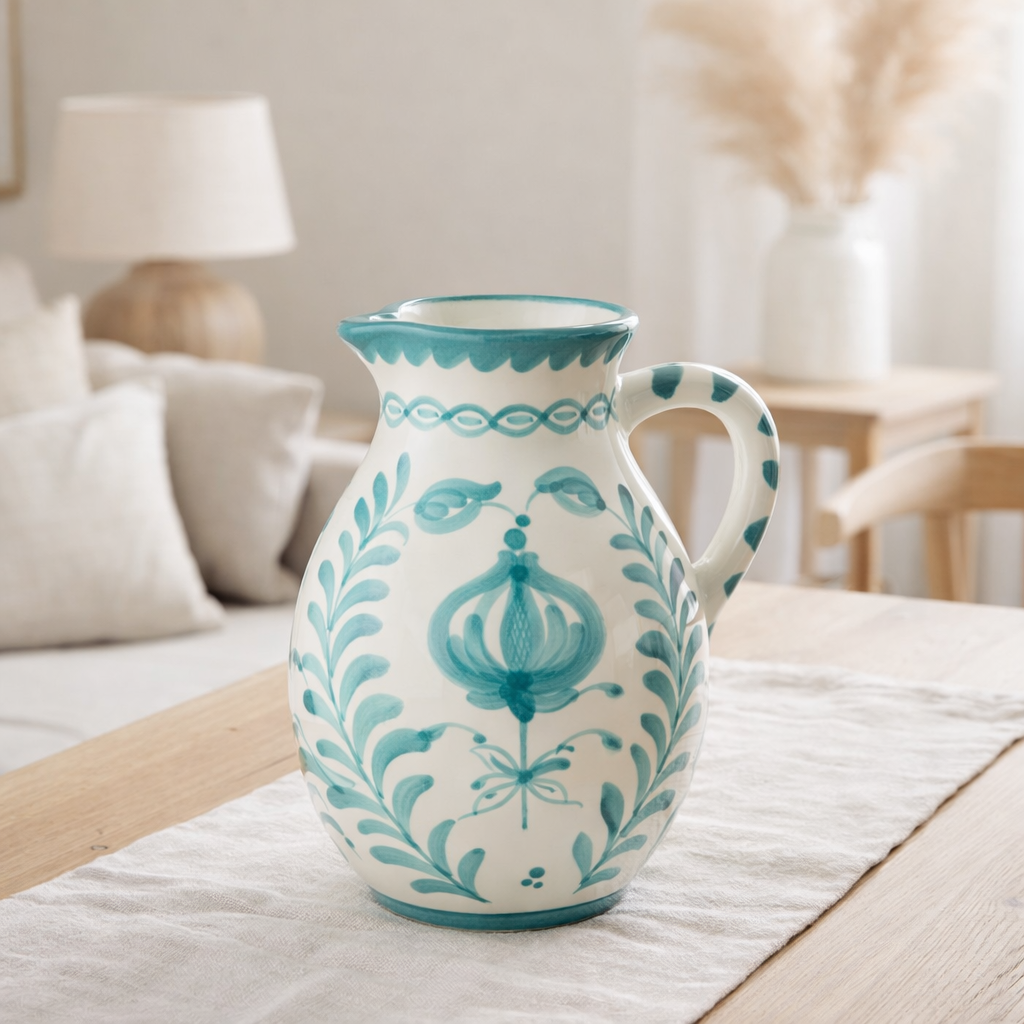J-Line Jug Grenade - Céramique - Blanc / Aqua - Large en situation