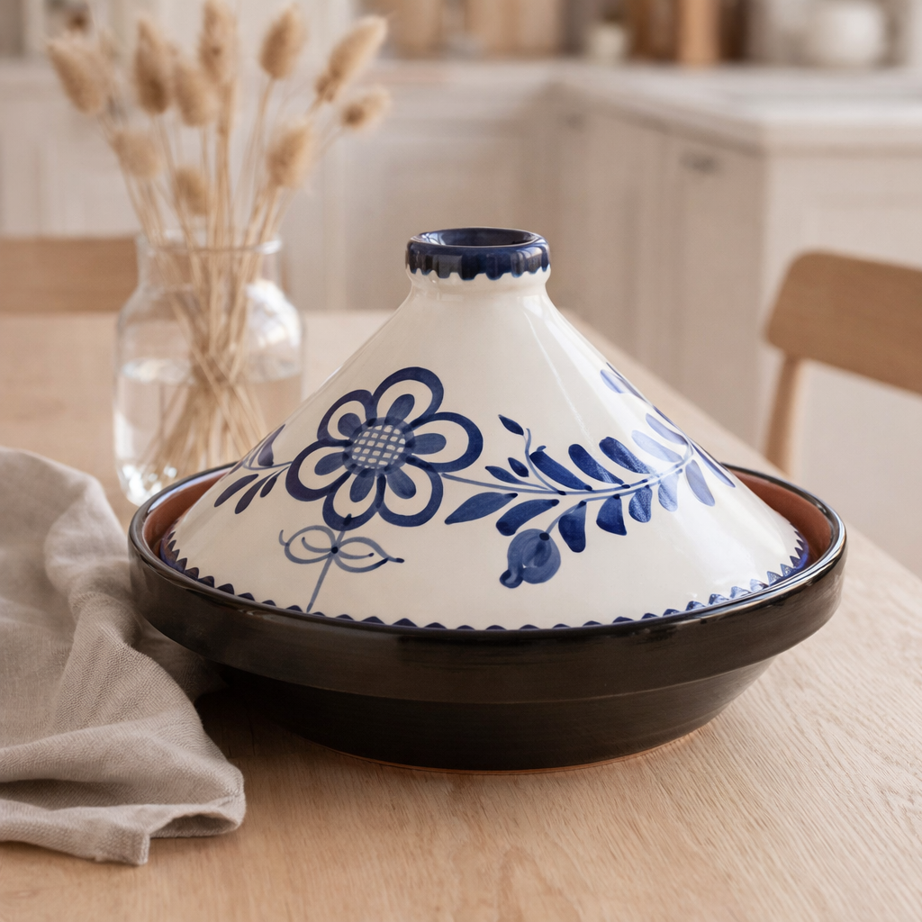 J -line Tajine Grenade - Céramique - Blanc / Bleu en situation