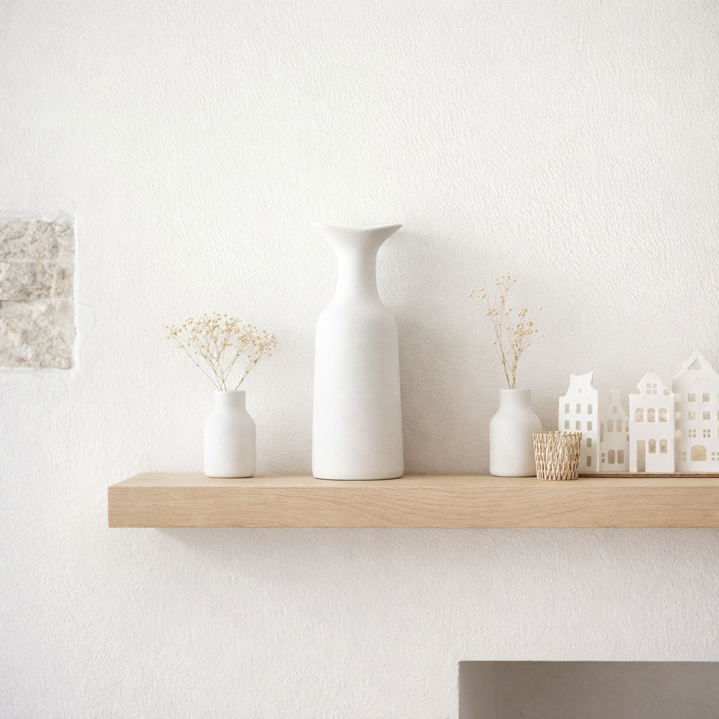 J -line vase agra - aluminium - blanc - petit - 39 cm de haut en situation