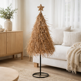 J-Line Arbre de Noël Étoile Rotin Grand en situation