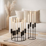 J-Line Set De 2 Bougeoirs Pierre Fer Noir en situation