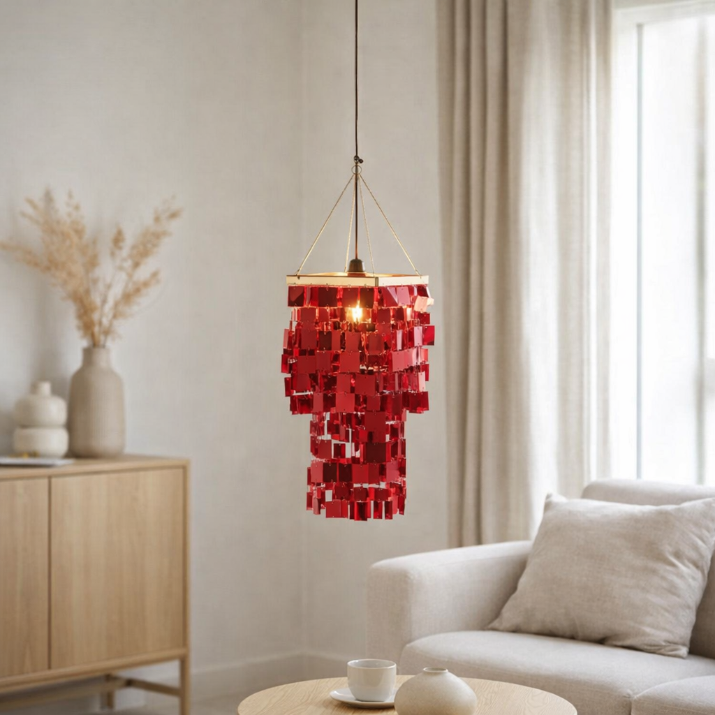 Abat-jour J-Line Candel Square - PVC - rouge - S en situation