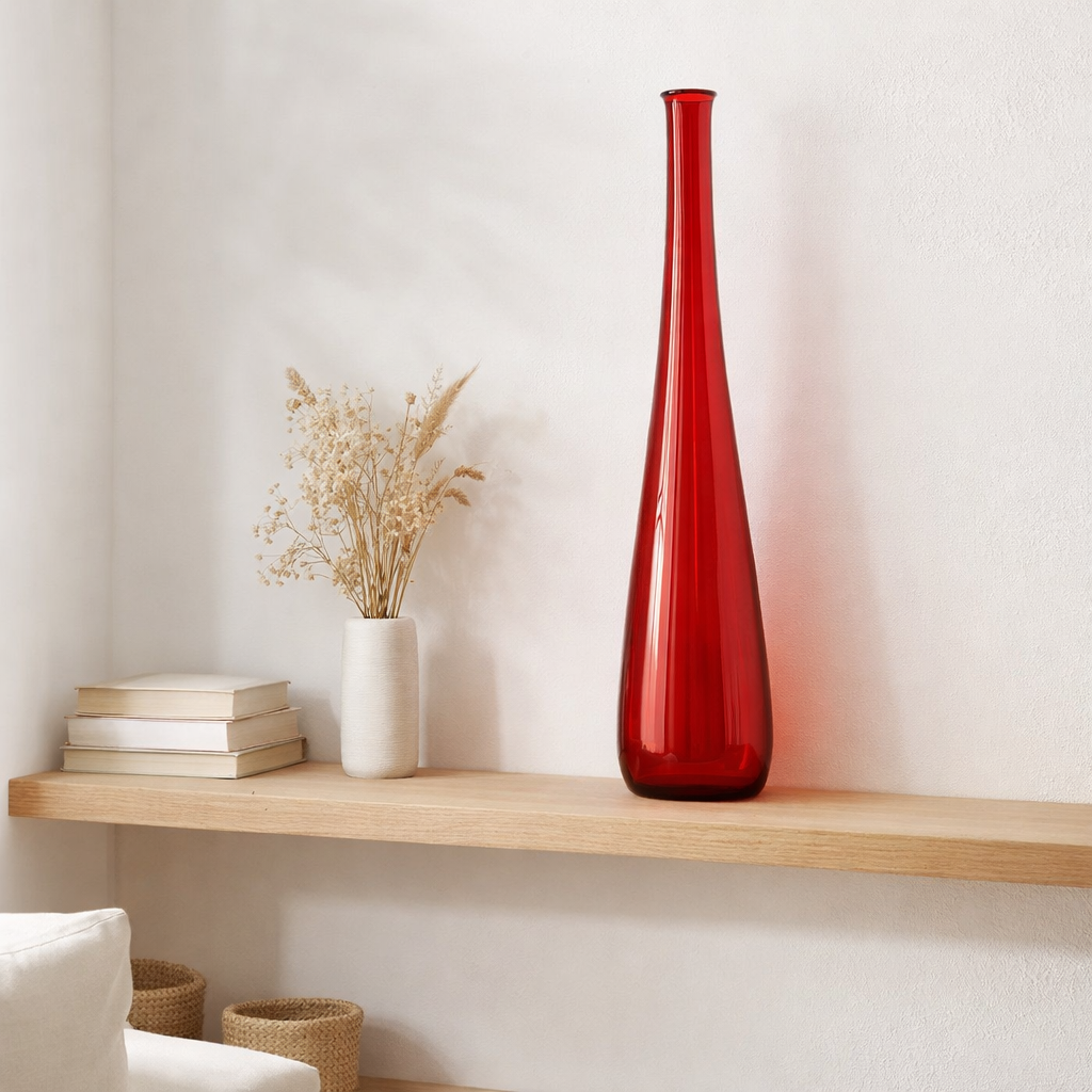 J -line Vase Noah - Verre - Rouge - Moyen - 100 cm de haut en situation