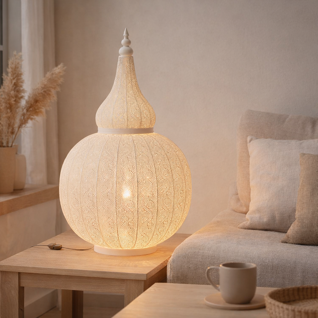 Lampe J-Line Aladin - métal - blanc - grande en situation