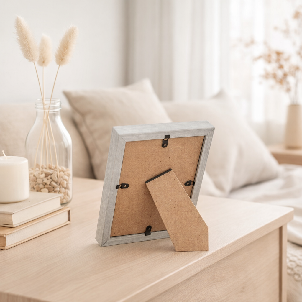 Cadre photo J-Line Rectangle - bois - gris clair - 13 x 18 cm en situation