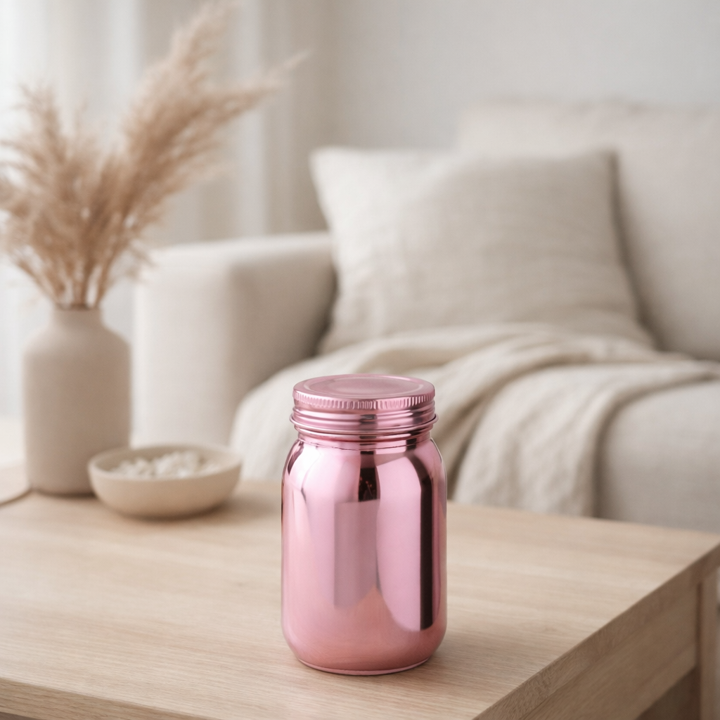 Bougie parfumée J-Line Pot de rangement - Sakura - verre - rose - 69U en situation