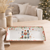 J-Line Assiette Casse-Noisette Rectangulaire Coffret Cadeau Céramique Blanc en situation