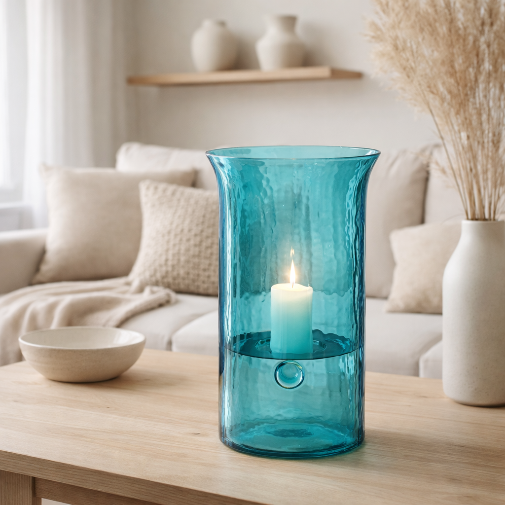 J-line windlicht tarifa smal verre azure grand en situation