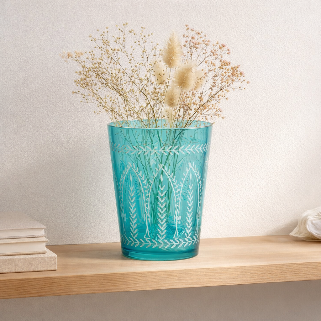 J -line Vaas Tarifa - Glass - Aqua - Ø 19 cm en situation