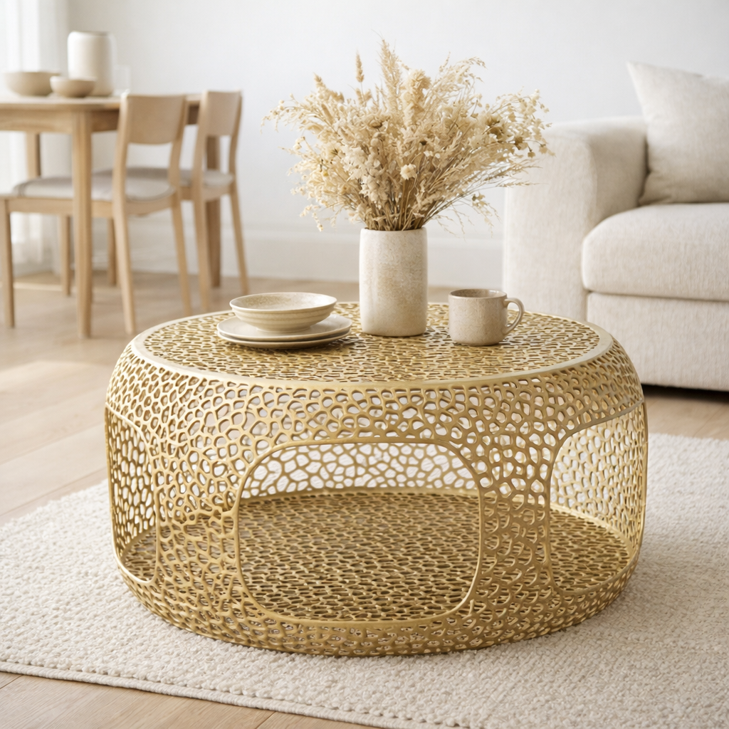 Table basse J-Line - aluminium - or - petite en situation