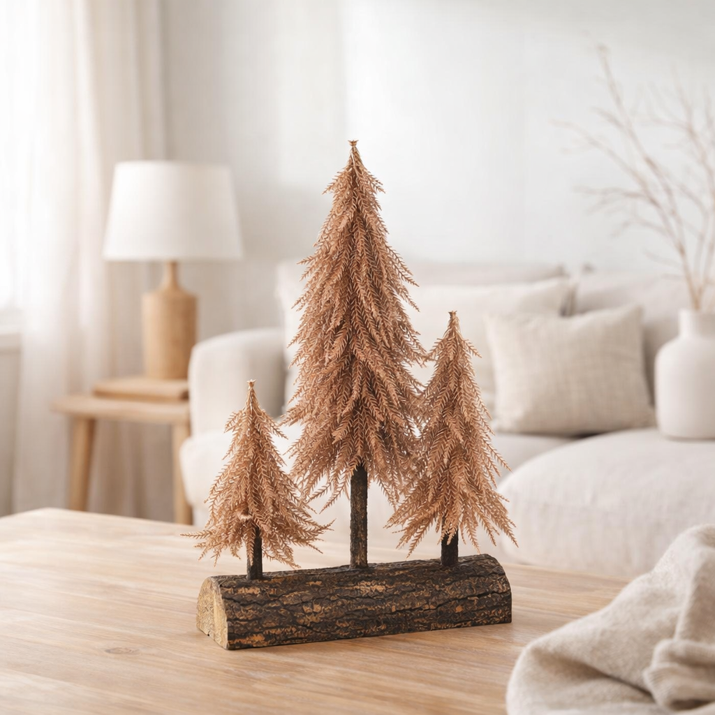 J-Line décoration forêt de sapins de Noël - plastique - cuivre en situation