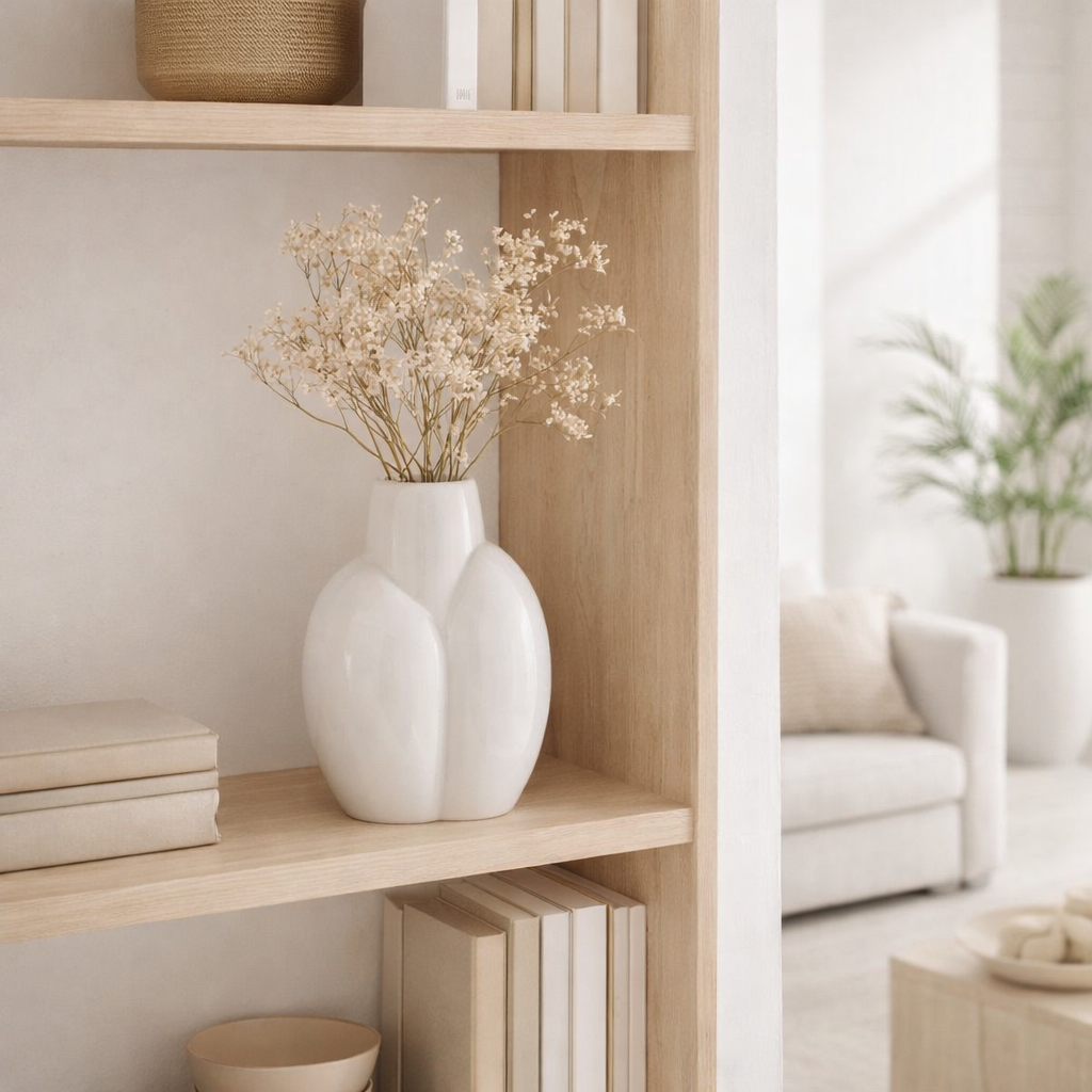 J -line Vase Creta - Céramique - Blanc - Small - 36,5 cm de haut en situation