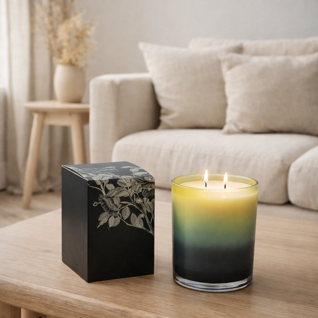 Bougie parfumée J-Line Cardamom Lime - verre - grande - 50U en situation