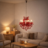 Lampe à suspension J-Line Kand Antique - verre - rouge en situation