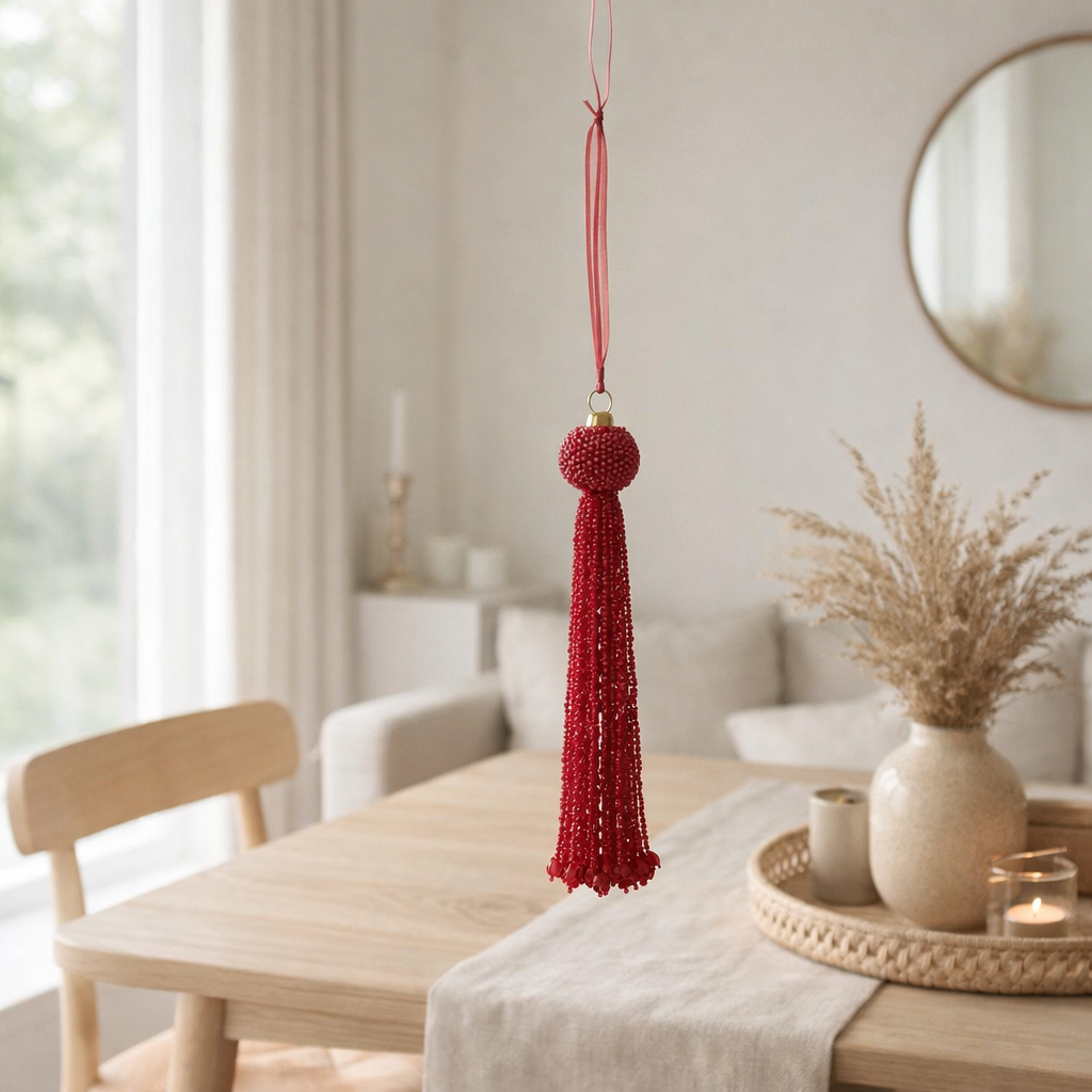 J-Line pendentif perles brosse - verre - rouge en situation