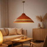 Lampe Suspendue J-Line Jonc de Mer Terre Cuite en situation