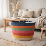 J-Line Sac/Panier Rainbow Stripes Seagrass Mix en situation