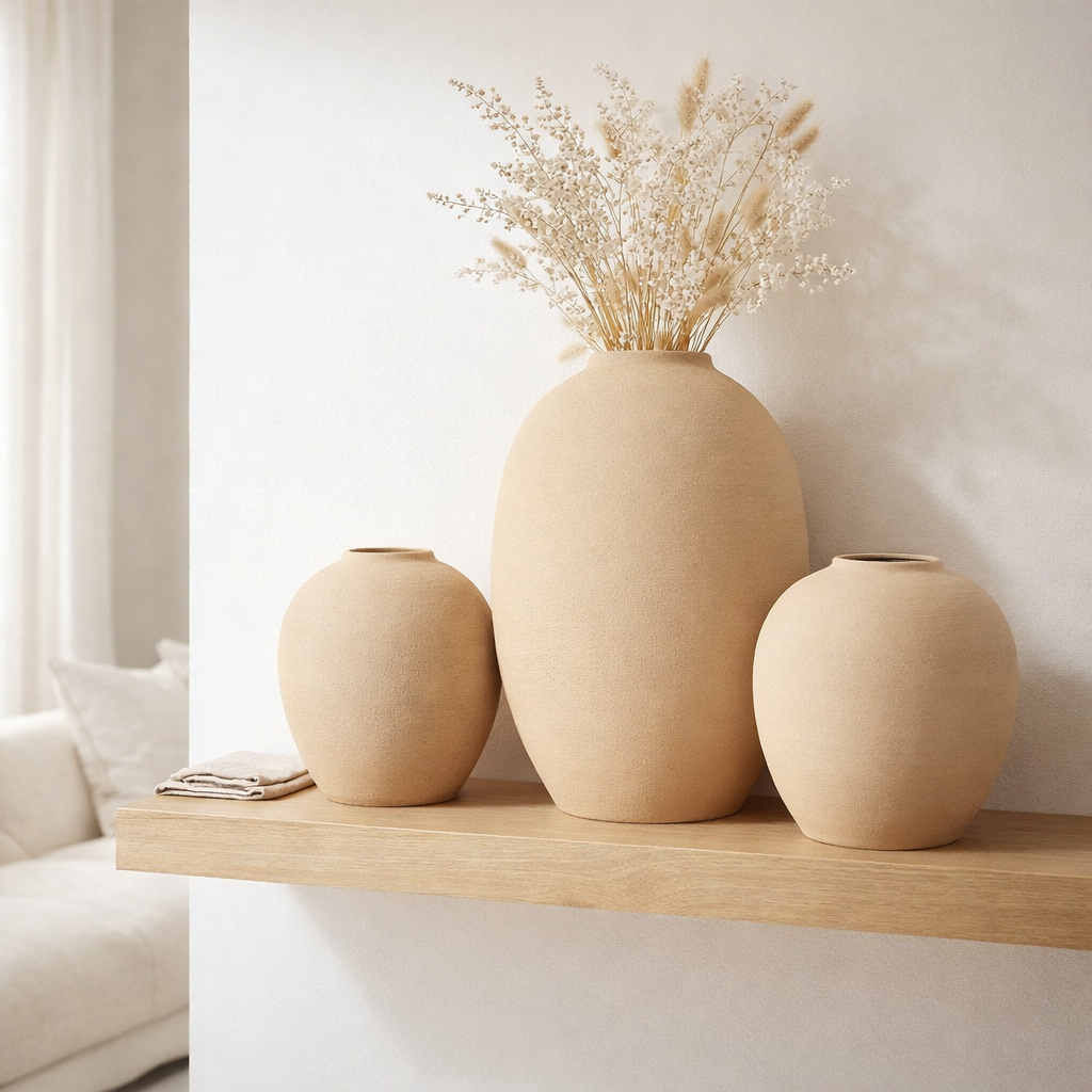 J-line vase Cassia OVAAL - Kermily - Beige - Ø 39 cm en situation