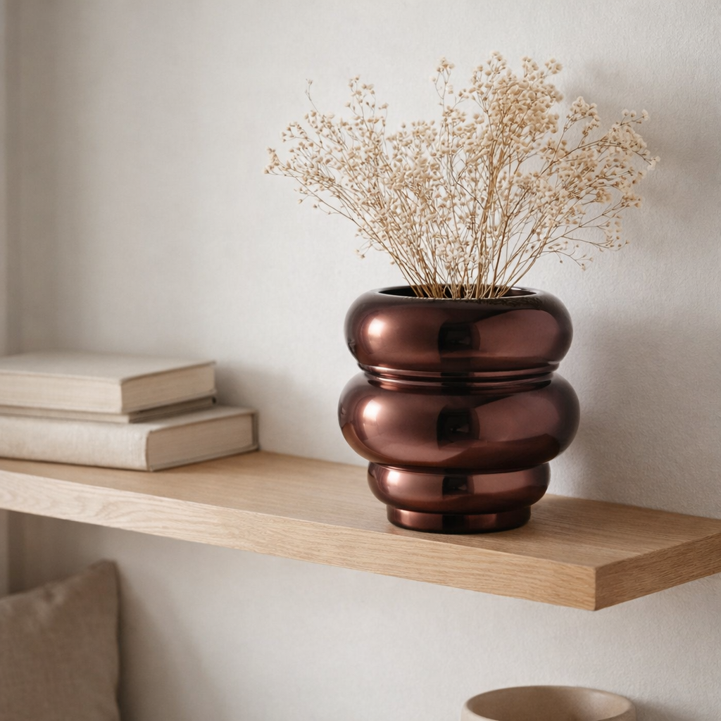 J -Liline Tealight Holder / Vase Cléa - Glass - Plum - Ø 20 cm en situation