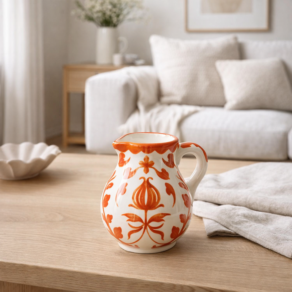 J -line Stock Jar Grenade - Céramique - Blanc / Orange - Small en situation
