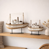 J-Line Decoration Boat à pied - Bois - Natural / White - Grand en situation