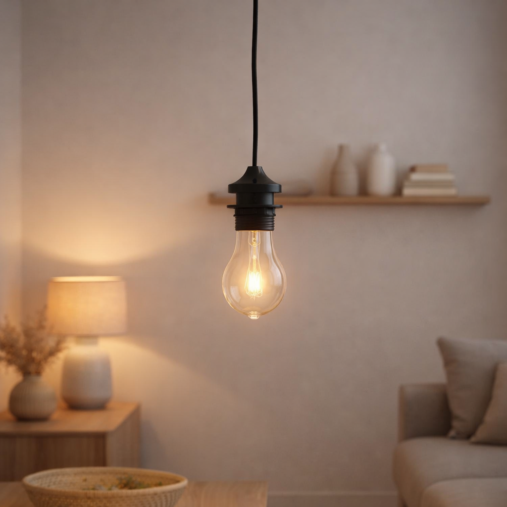 Douille de lampe J-Line - plastique/verre - transparent/noir en situation