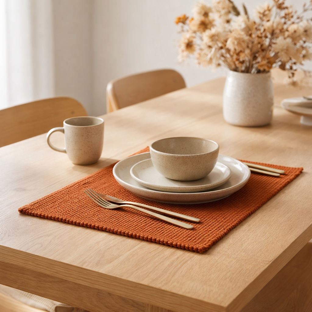 J-Line Placemat Rectangle Jute Terracotta en situation