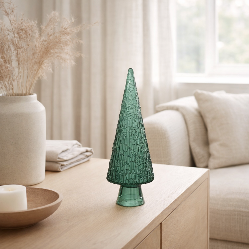 J-Line décoration Sapin de Noël Cône - verre - vert - M en situation