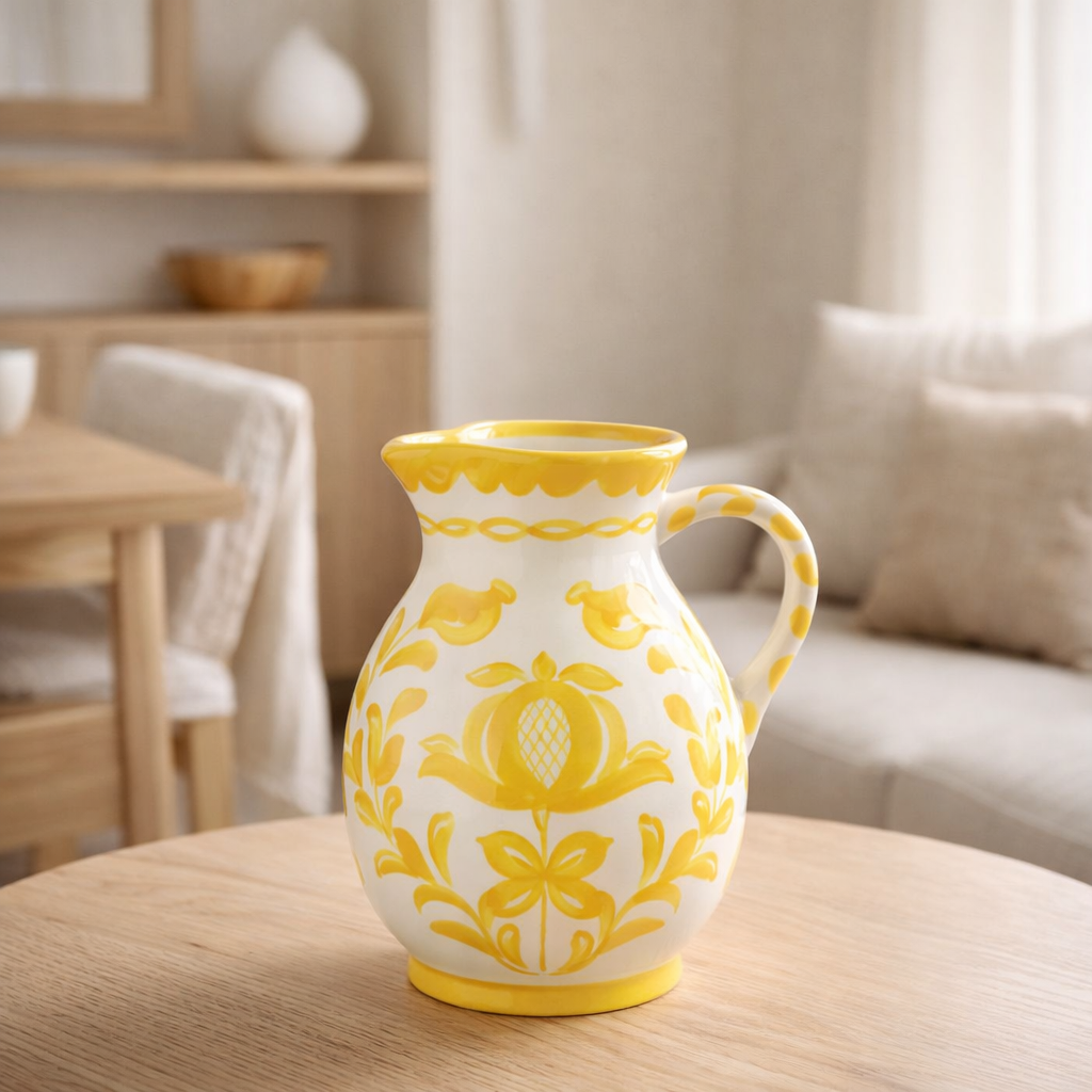 J-Line Jug Grenade - Céramique - Blanc / Jaune - Moyen en situation