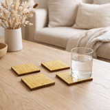 Dessous de verre J-Line - verre - or - lot de 4 en situation