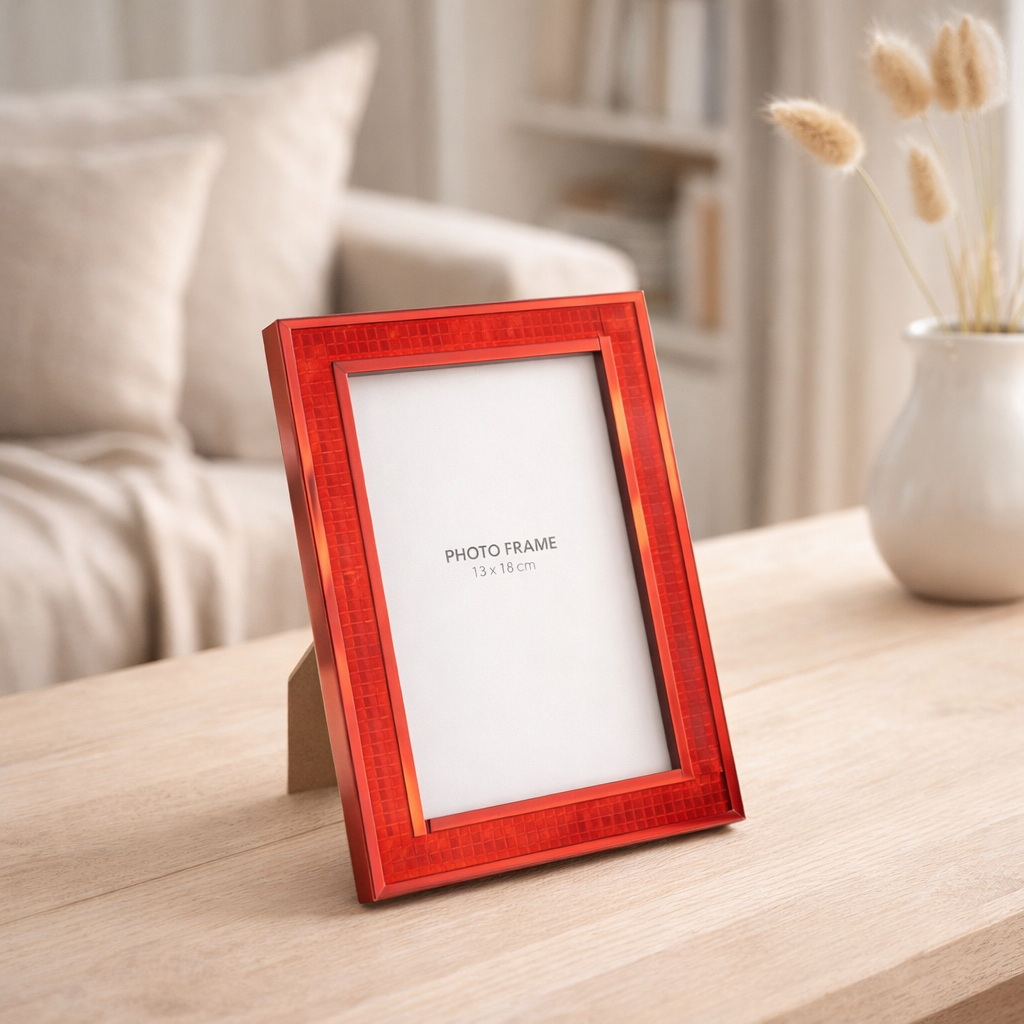 Cadre photo J-Line Miroir - verre - rouge - L en situation